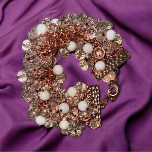 RJ Graziano “Pretty Pretty” White and Clear Beaded Rose GoldTone Bracelet